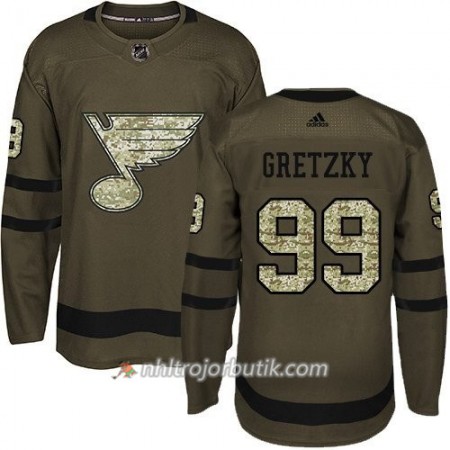 Män Ishockey St. Louis Blues Tröja Wayne Gretzky 99 Adidas 2017-2018 Camo Grön Authentic